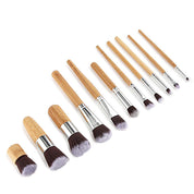 Vegan Makeup Brush Set- Full Set Bamboo and Silver