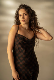 Dogtooth Silk Slip Dress