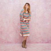 Becca Rainbow Stripe Knitted Midi Dress - Rainbow