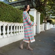 Becca Rainbow Stripe Knitted Midi Dress - Rainbow