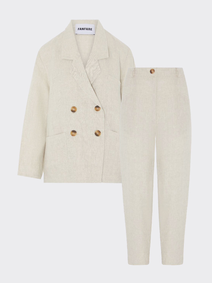 Ethically Made Beige Linen Suit Plain