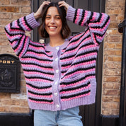 Bernice Stripe Cross Stitch Cardigan - Lilac