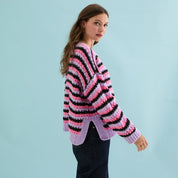 Bernice Stripe Cross Stitch Cardigan - Lilac