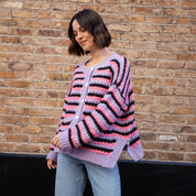 Bernice Stripe Cross Stitch Cardigan - Lilac