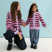 Bernice Stripe Cross Stitch Cardigan - Lilac