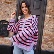 Bernice Stripe Cross Stitch Cardigan - Lilac