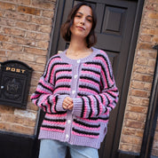Bernice Stripe Cross Stitch Cardigan - Lilac