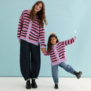 Bernice Stripe Cross Stitch Cardigan - Lilac