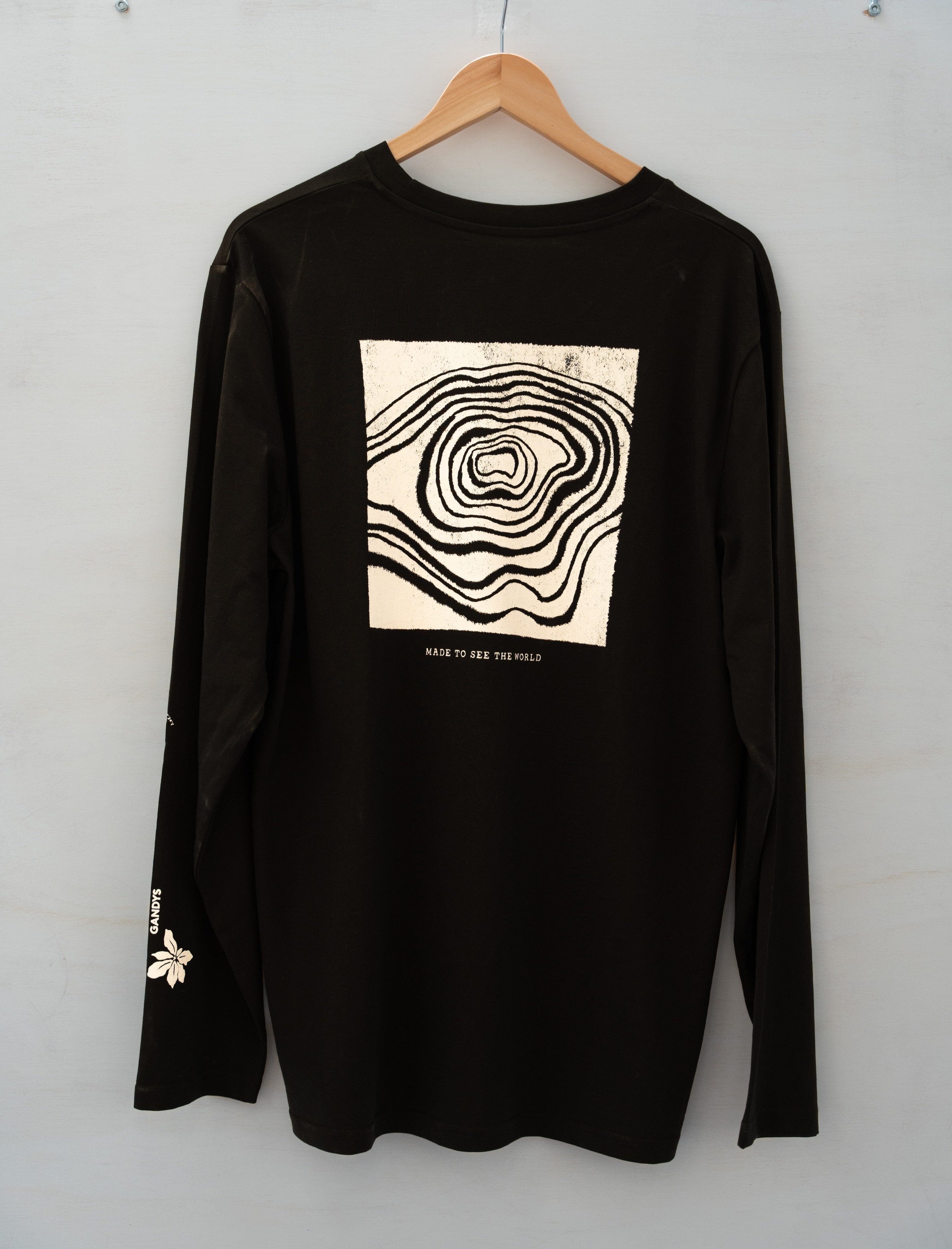 Black Nepal Long Sleeve Campus T-Shirt