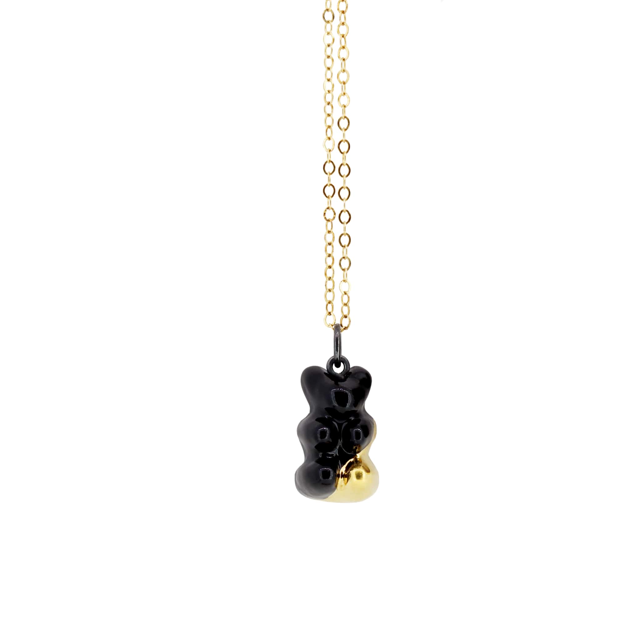 Black Gummy Bear Necklace With Gold