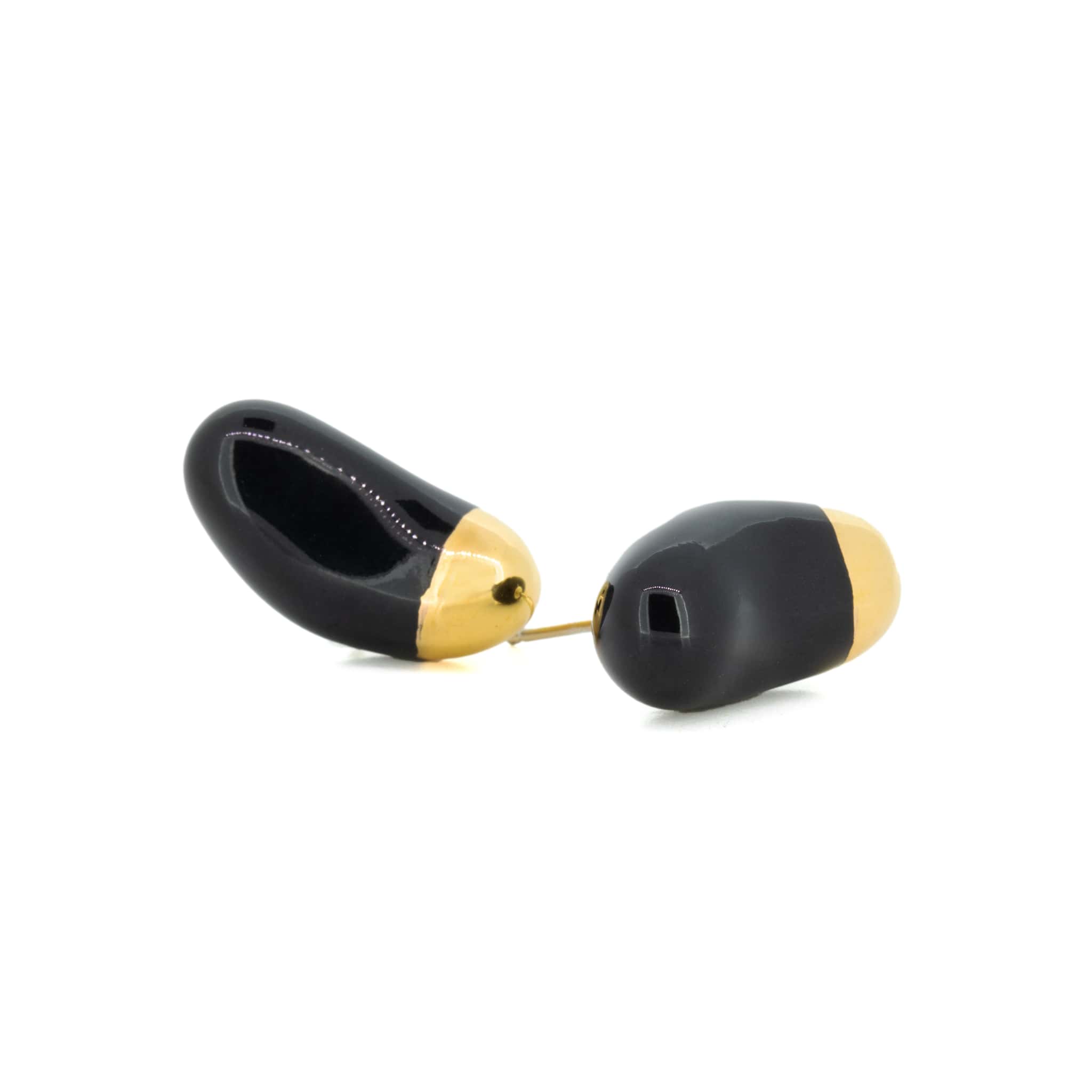 Black Jelly Beans Earrings With Gold