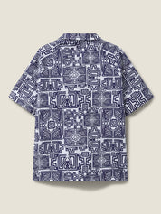 Blue Zapata Printed Cuban Collar Shirt