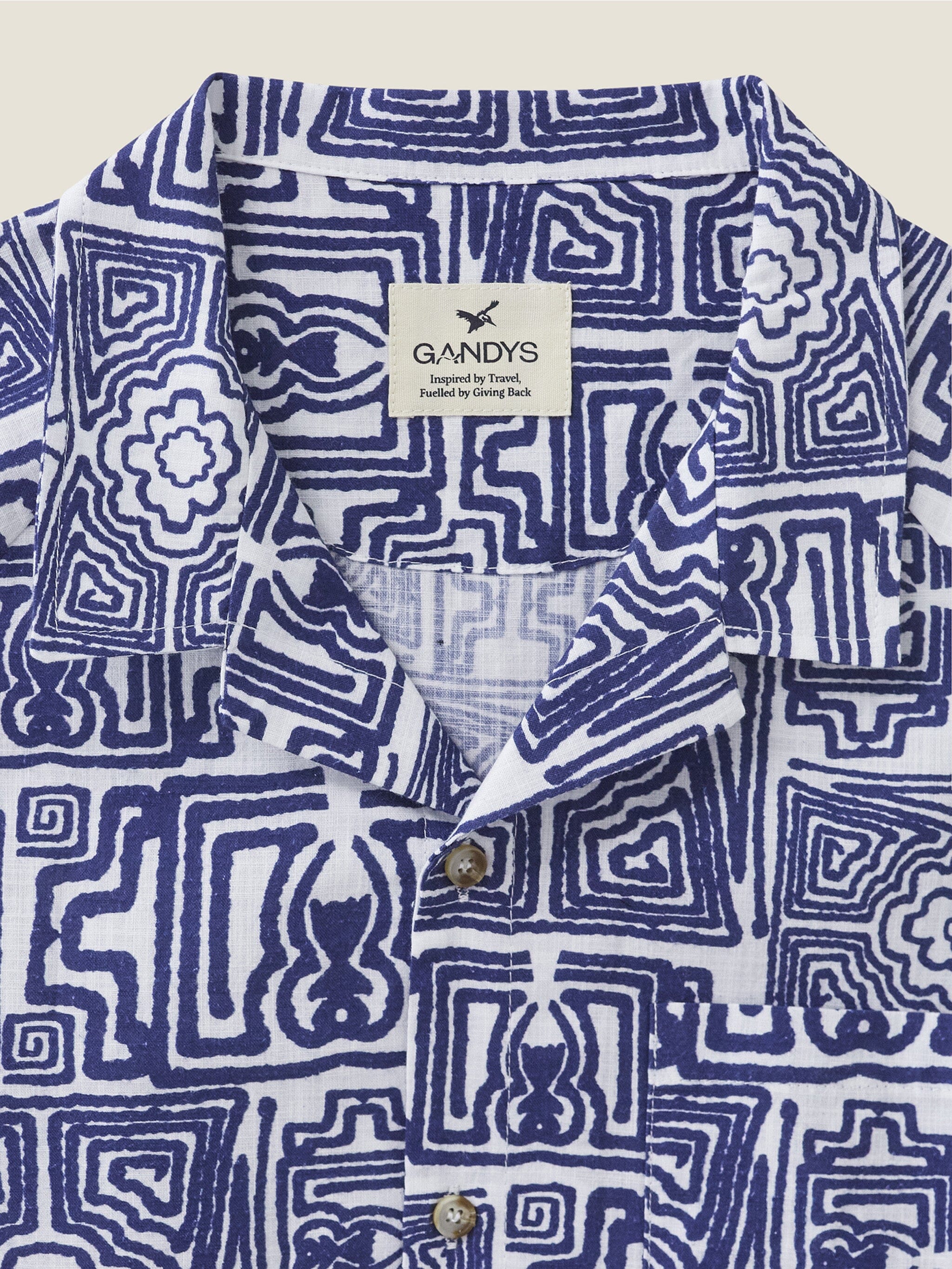 Blue Zapata Printed Cuban Collar Shirt