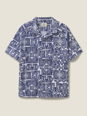 Blue Zapata Printed Cuban Collar Shirt