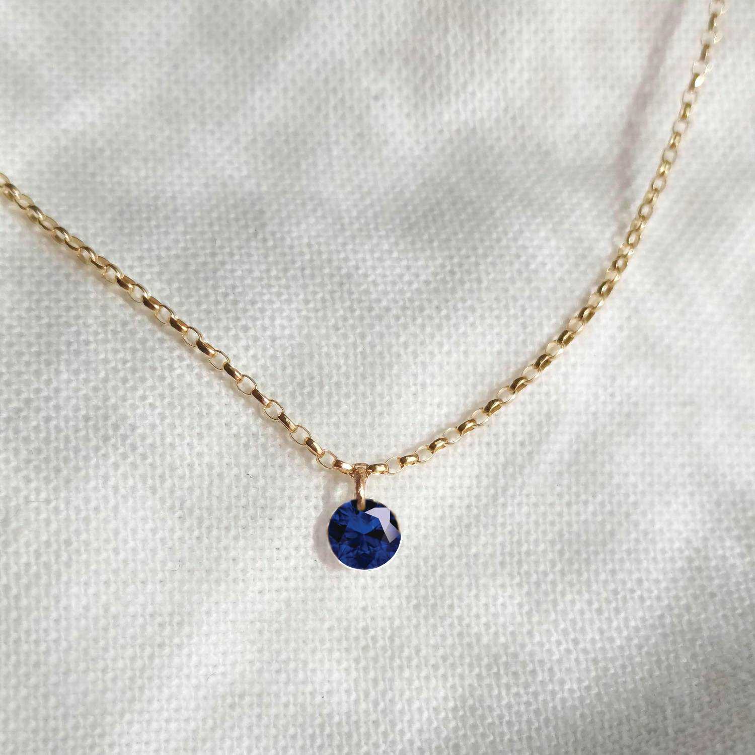 Rising Star Blue Sapphire Solitaire Necklace