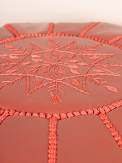 Moroccan Leather Pouffe, Terracotta