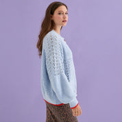 Brigit Pointelle Stitch Balloon Sleeve Cardigan - Blue