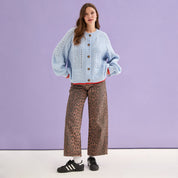 Brigit Pointelle Stitch Balloon Sleeve Cardigan - Blue