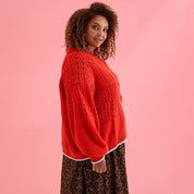 Brigit Pointelle Stitch Balloon Sleeve Cardigan - Orange