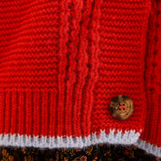 Brigit Pointelle Stitch Balloon Sleeve Cardigan - Orange