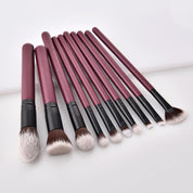 Vegan Makeup Brush Set- Chic. Sustainable Wood Purple and Black