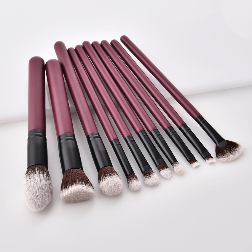 Vegan Makeup Brush Set- Chic. Sustainable Wood Purple and Black