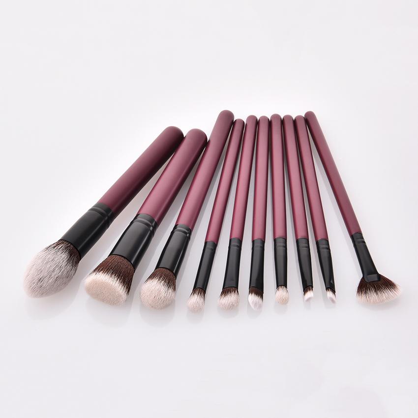 Vegan Makeup Brush Set- Chic. Sustainable Wood Purple and Black