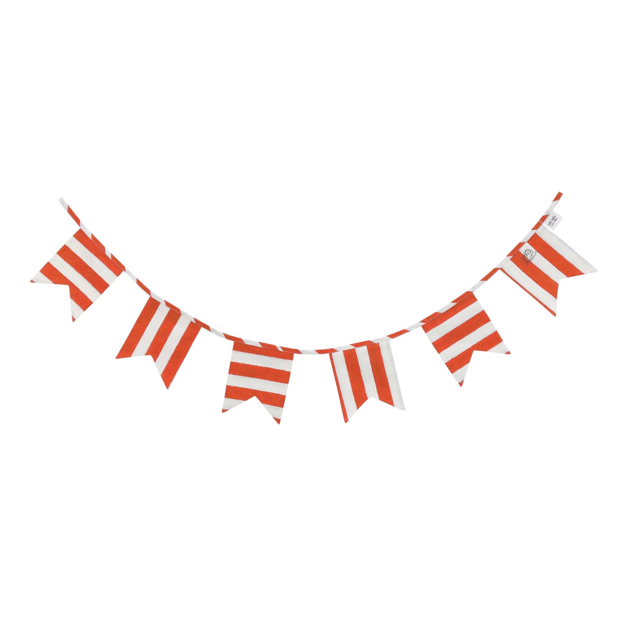 Block Printed Cloth Bunting in Red White Cabana Stripe