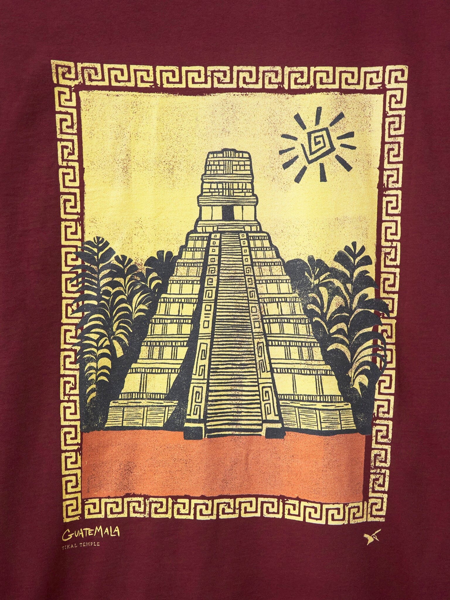 Burgundy Guatemala Back Print Campus T-Shirt