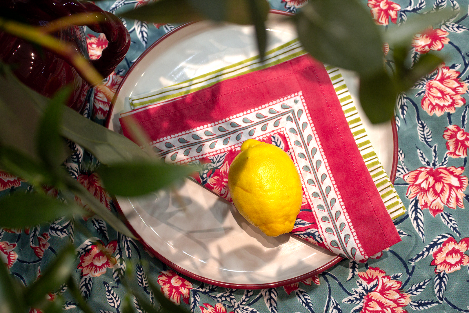 Napkins Pine X 4 Napkin Set Cotton Red One Size