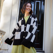 Candice Checked Oversized Chunky Cardigan - Black & White