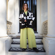 Candice Checked Oversized Chunky Cardigan - Black & White