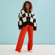 Candice Checked Oversized Chunky Cardigan - Black & White