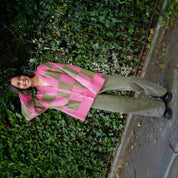 Candice Wide Sleeve Checked Button Cardigan - Pink & Green