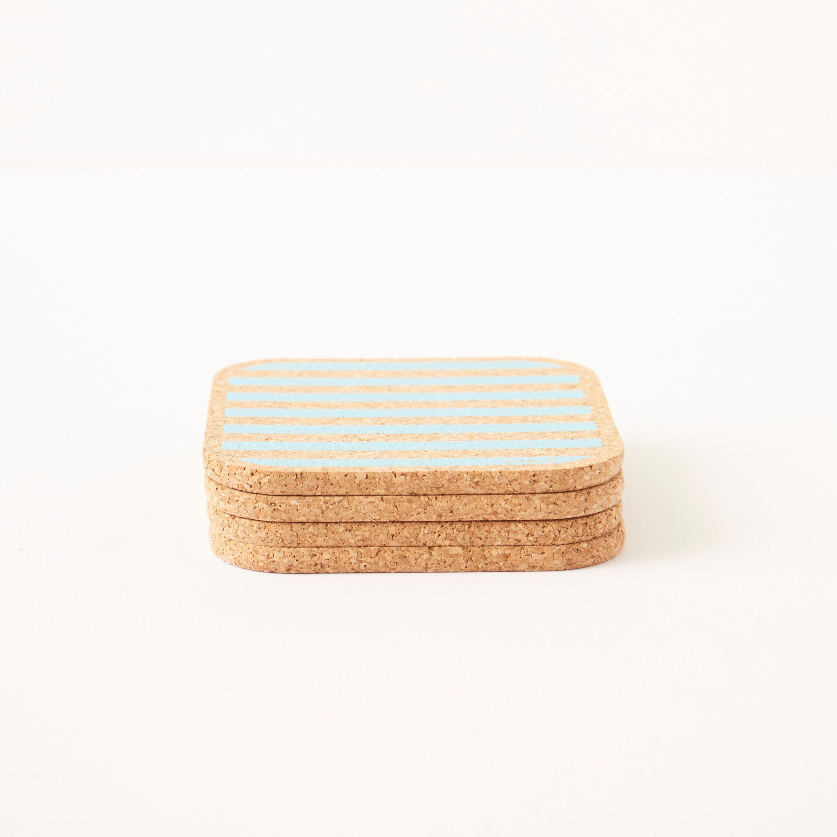 Cork Coasters | Candy Stripes - Blue