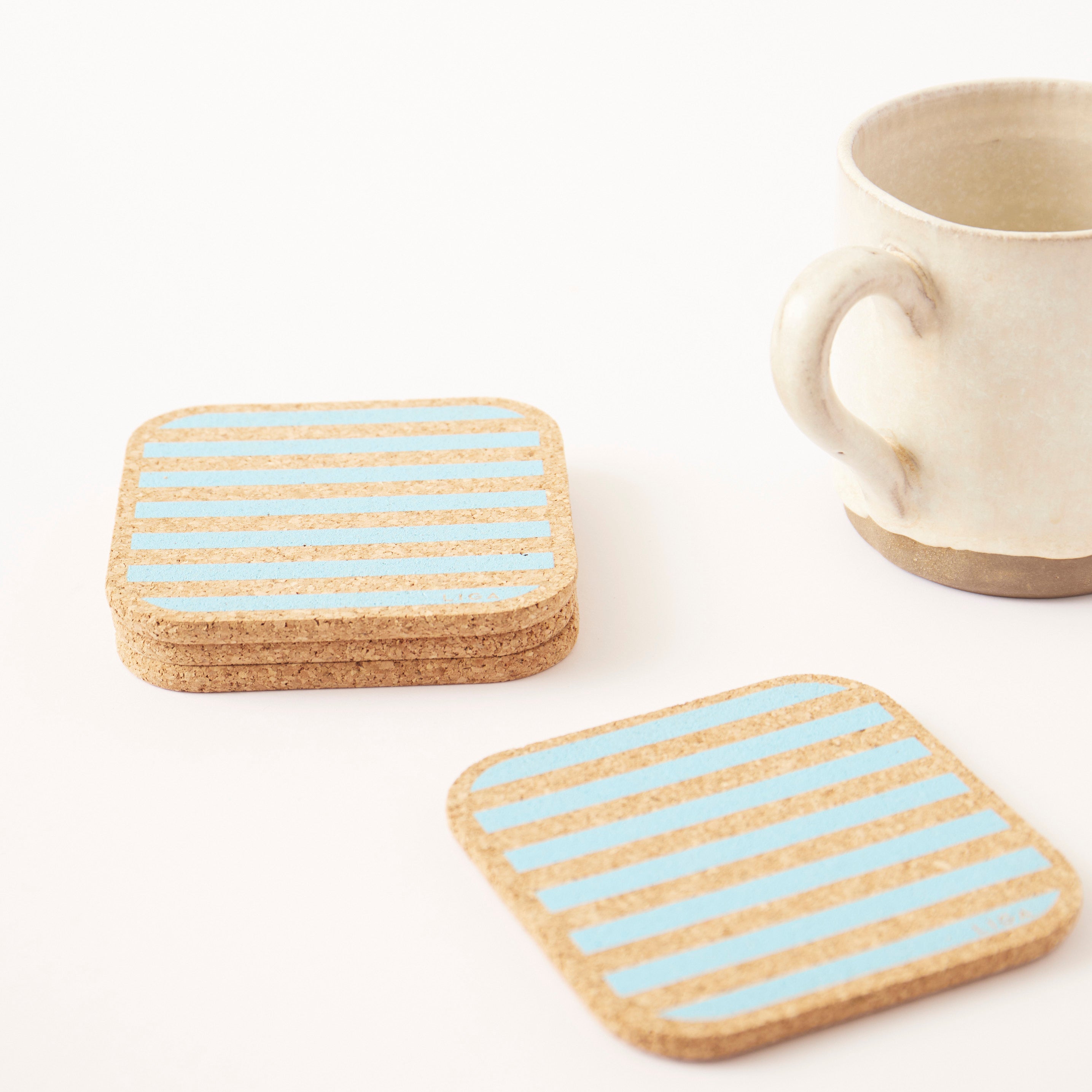 Cork Coasters | Candy Stripes - Blue