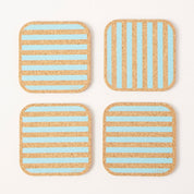 Cork Coasters | Candy Stripes - Blue