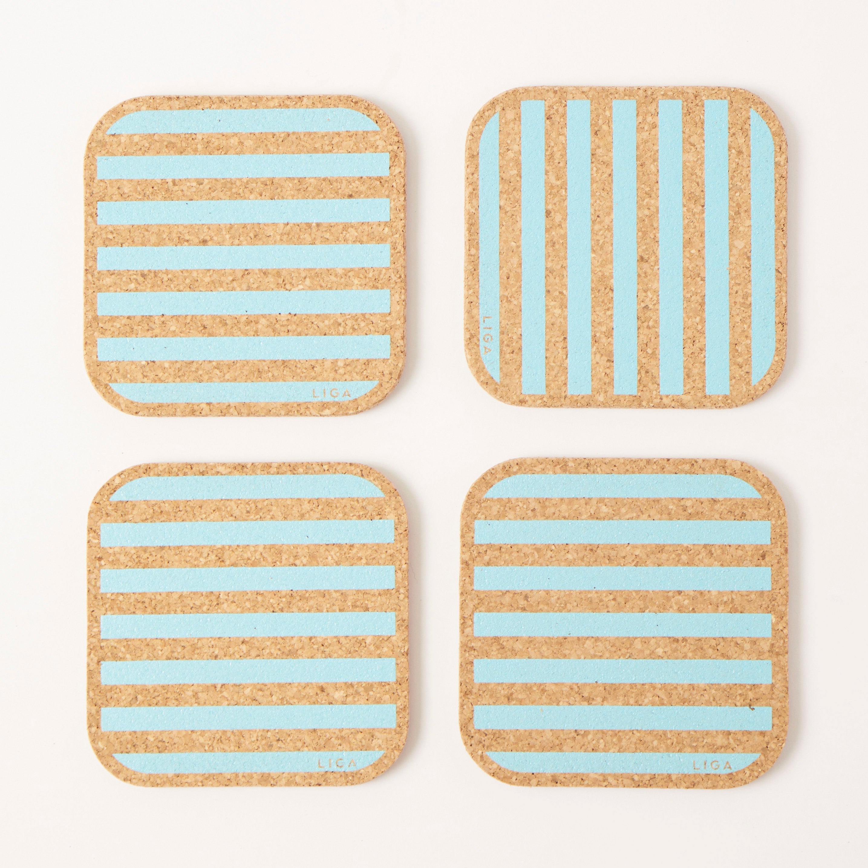 Cork Coasters | Candy Stripes - Blue