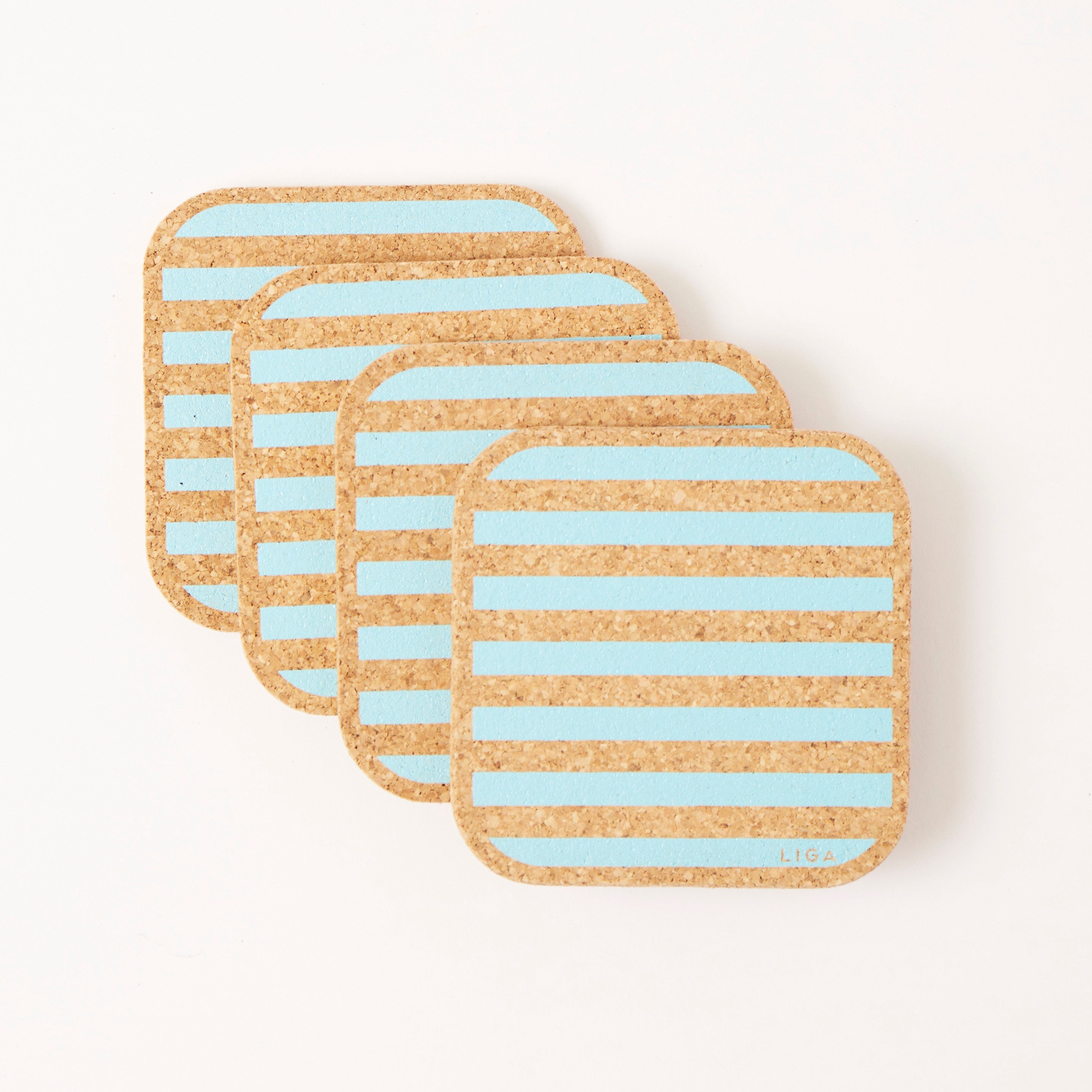 Cork Coasters | Candy Stripes - Blue