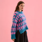 Charlotte Geometric Pattern Wide Sleeve Knit Jumper - Teal