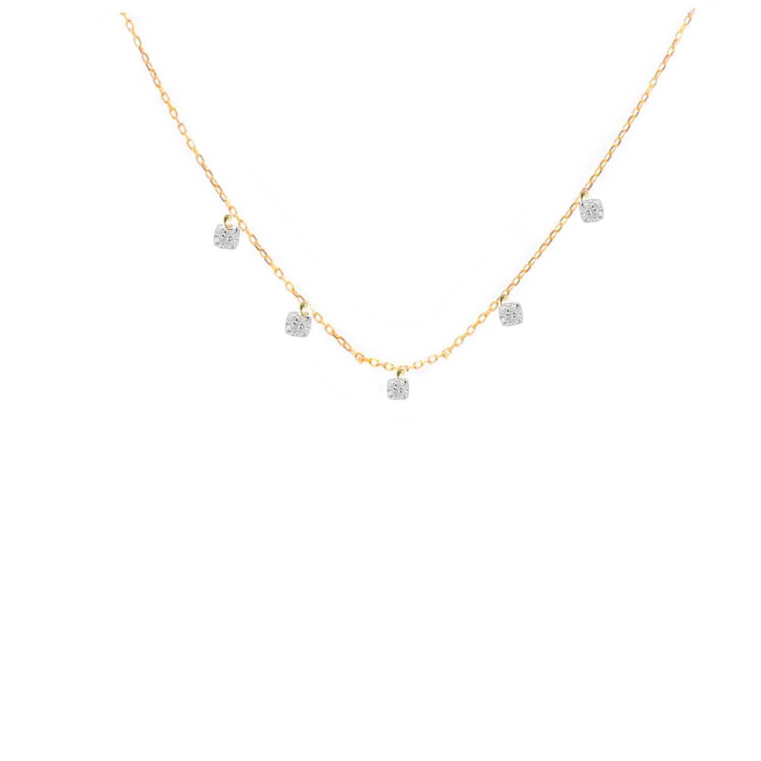 Rising Star Cushion Cut Diamond Station Necklace