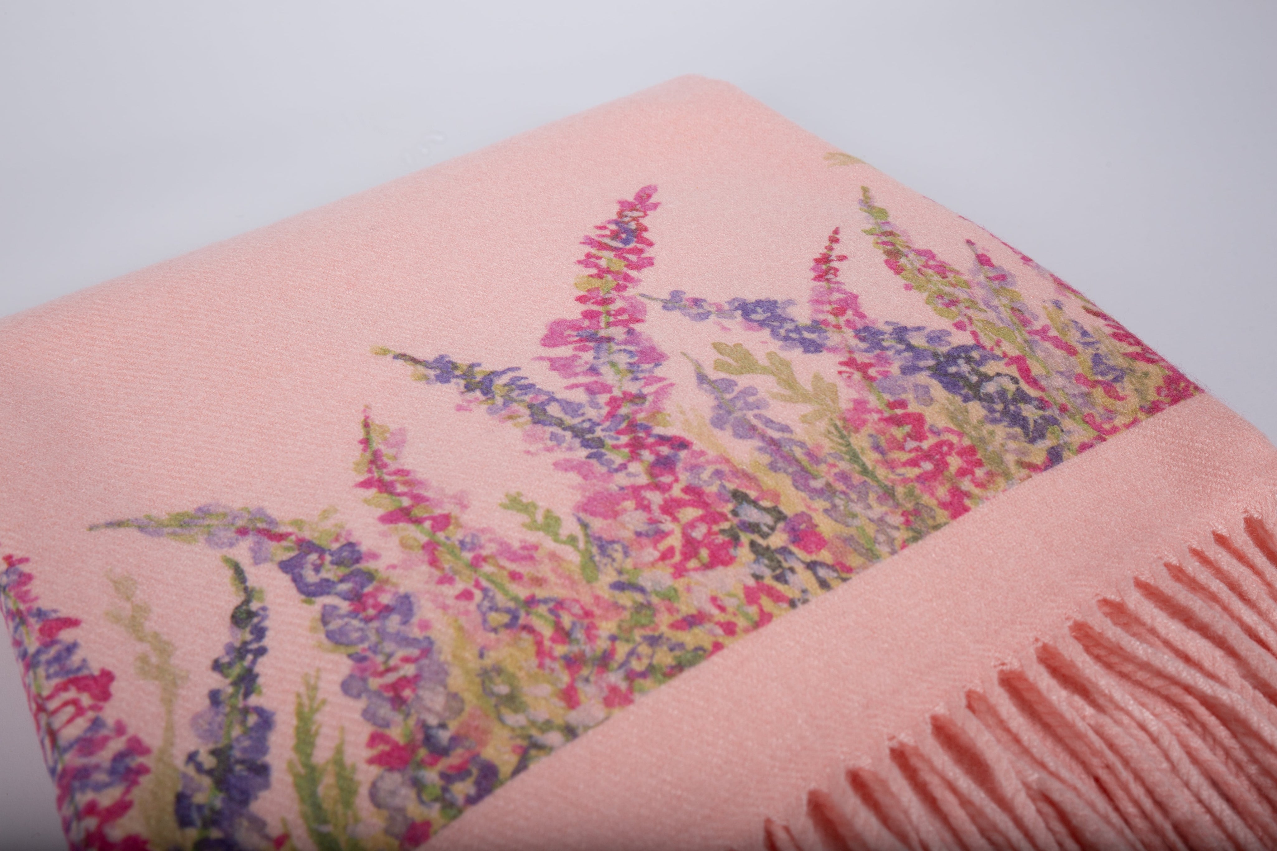 Cashmere Feel Luxury Scarf Handprinted With Heather