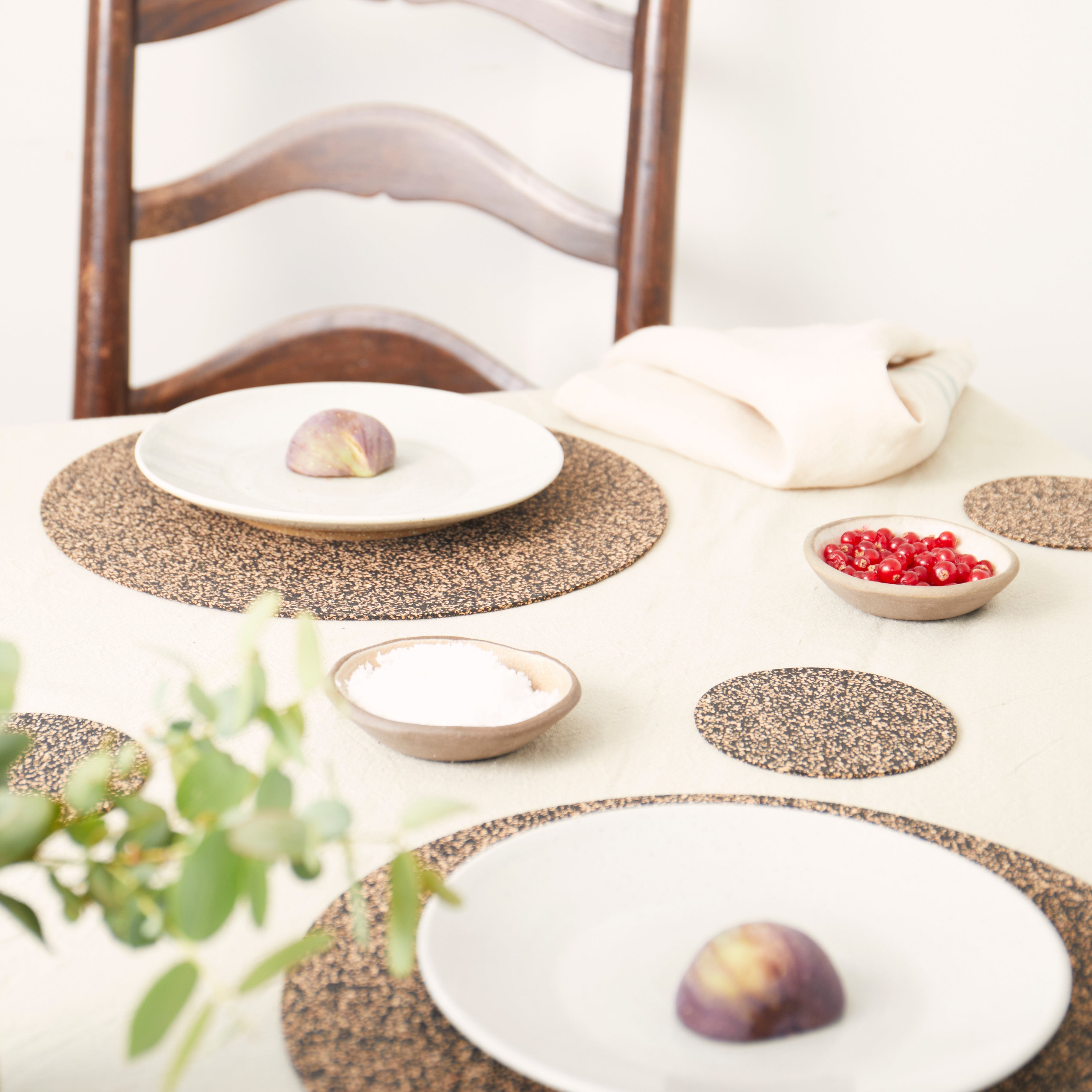 Dash Recycled Rubber & Cork Coasters | Round Set of 4
