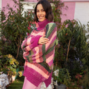 Tasha Oversized Balloon Sleeve Stripe Roll Neck Jumper - Purple