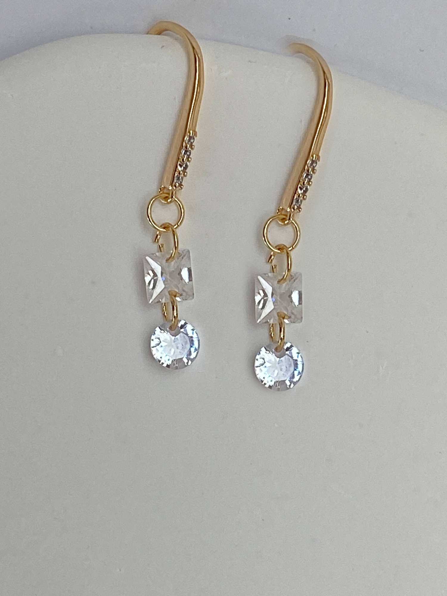 Rising Star Pave Diamond Hook Earrings with A drop Diamond