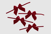 BURGUNDY DOUBLE VELVET BOWS (FOUR)