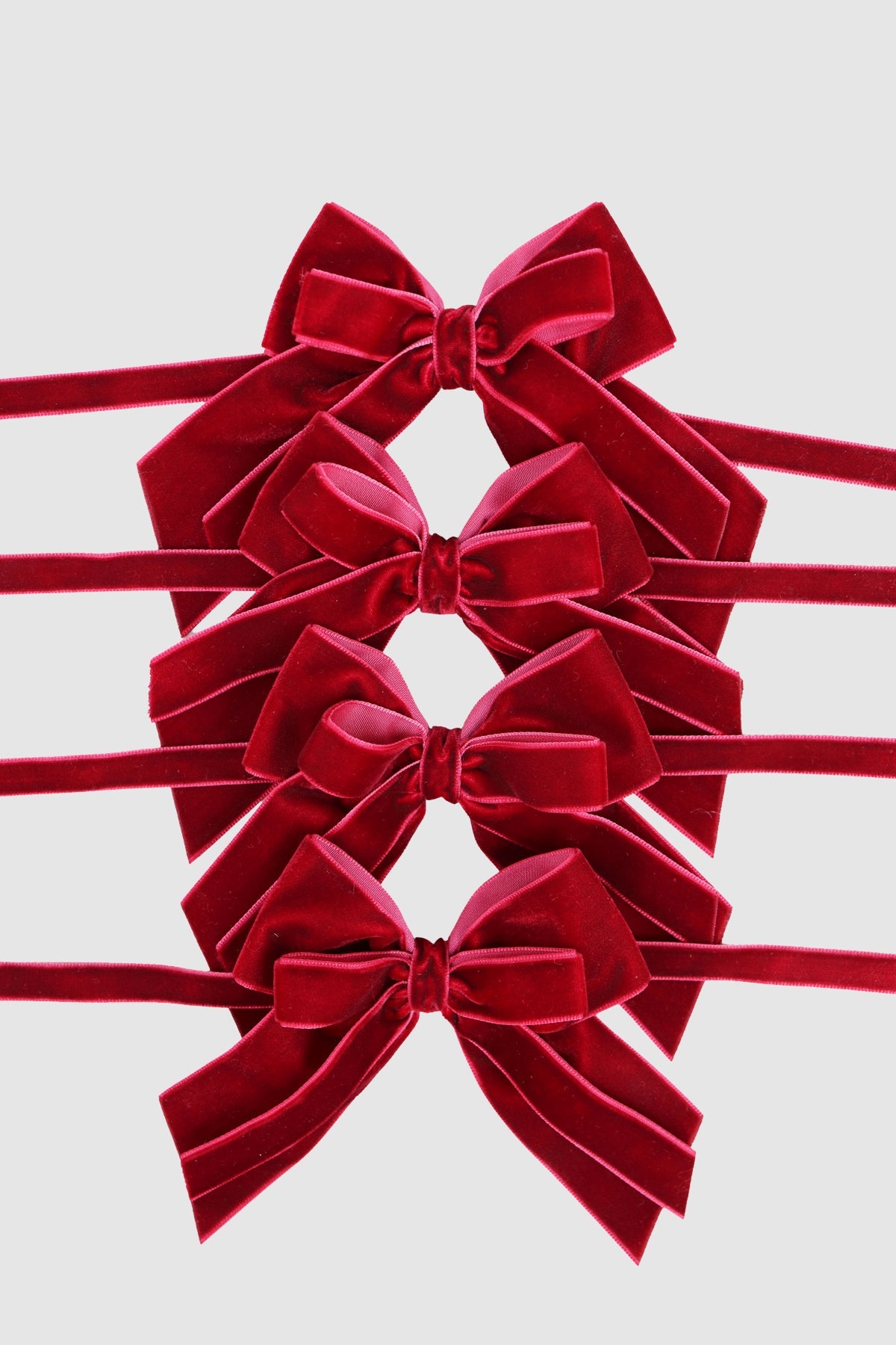 BURGUNDY DOUBLE VELVET BOWS (FOUR)
