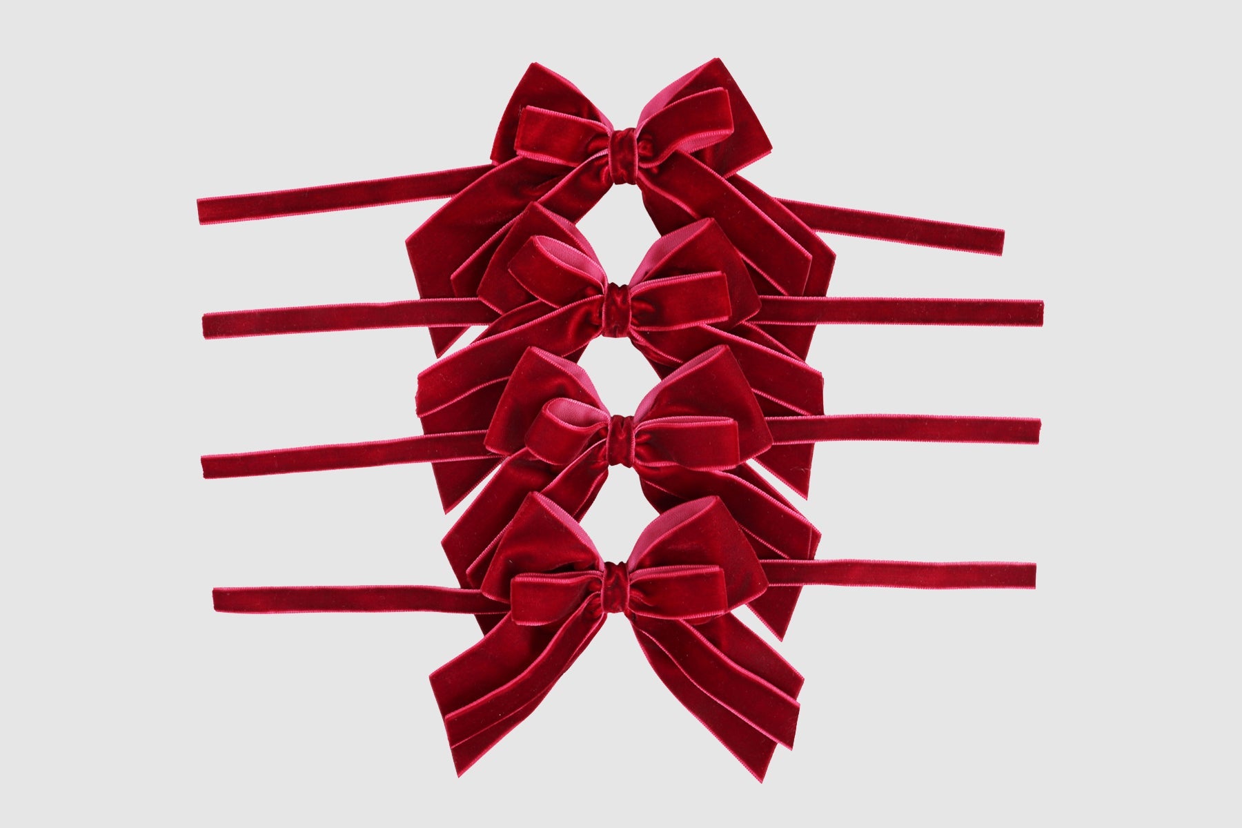 BURGUNDY DOUBLE VELVET BOWS (FOUR)