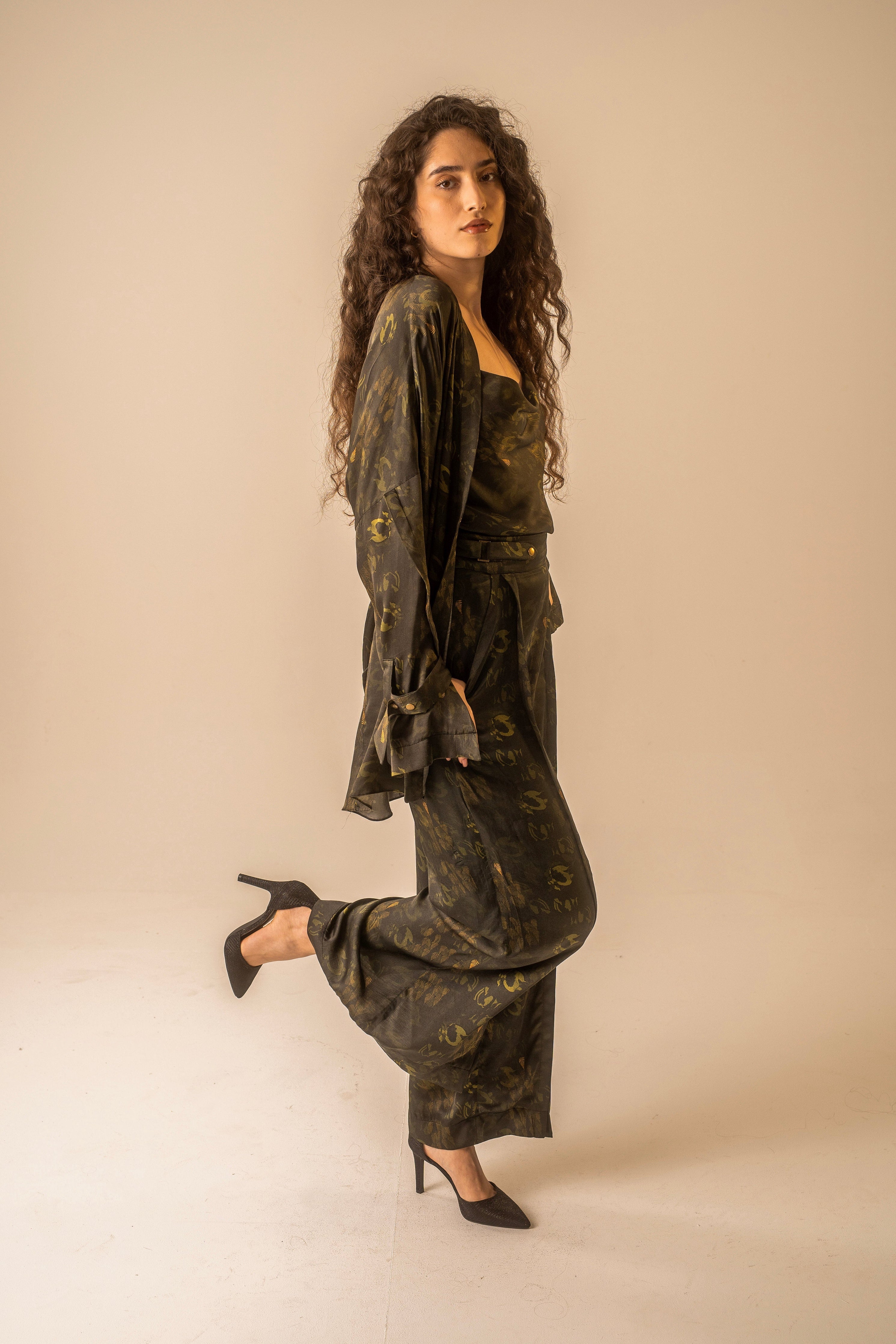 Print Pleat Trousers