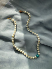Turquoise & Blue Silk Pearl Necklace